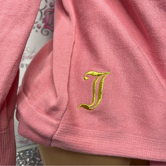 Juicy couture cardigan pink gold emblem wrap sweater snap buttons pink silver - Picture 3 of 11
